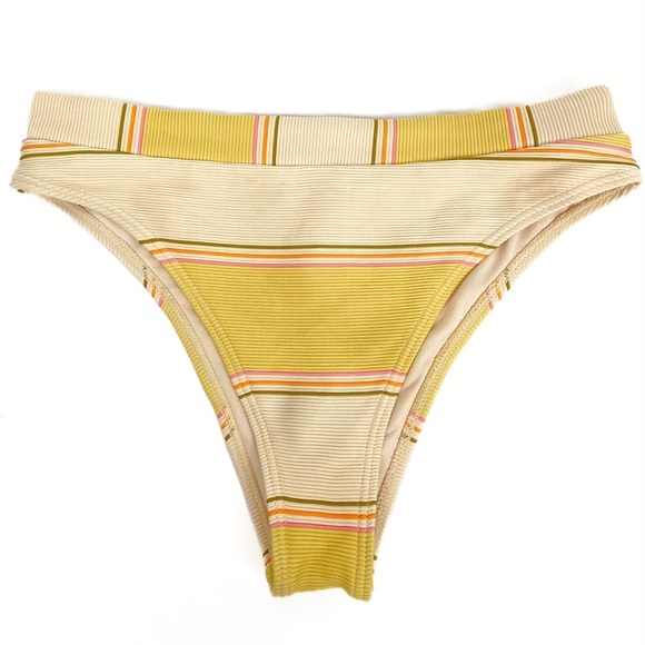 Billabong Tanlines Maui Rider Ribbed Striped Triangle Bikini Set, Pineapple - M - Picture 6 of 9